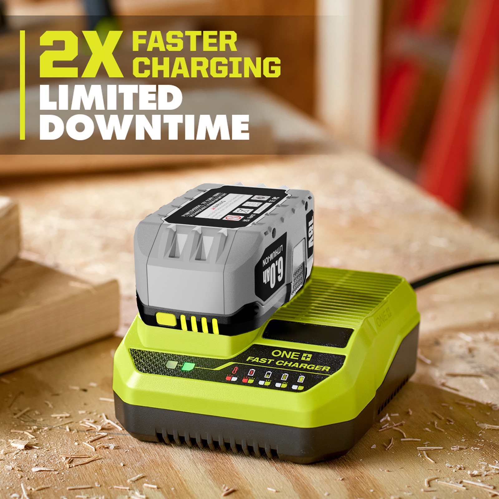 1~2X 6.0Ah for RYOBI P108 18V 18 Volt One Plus High Capacity Lithium-ion Battery