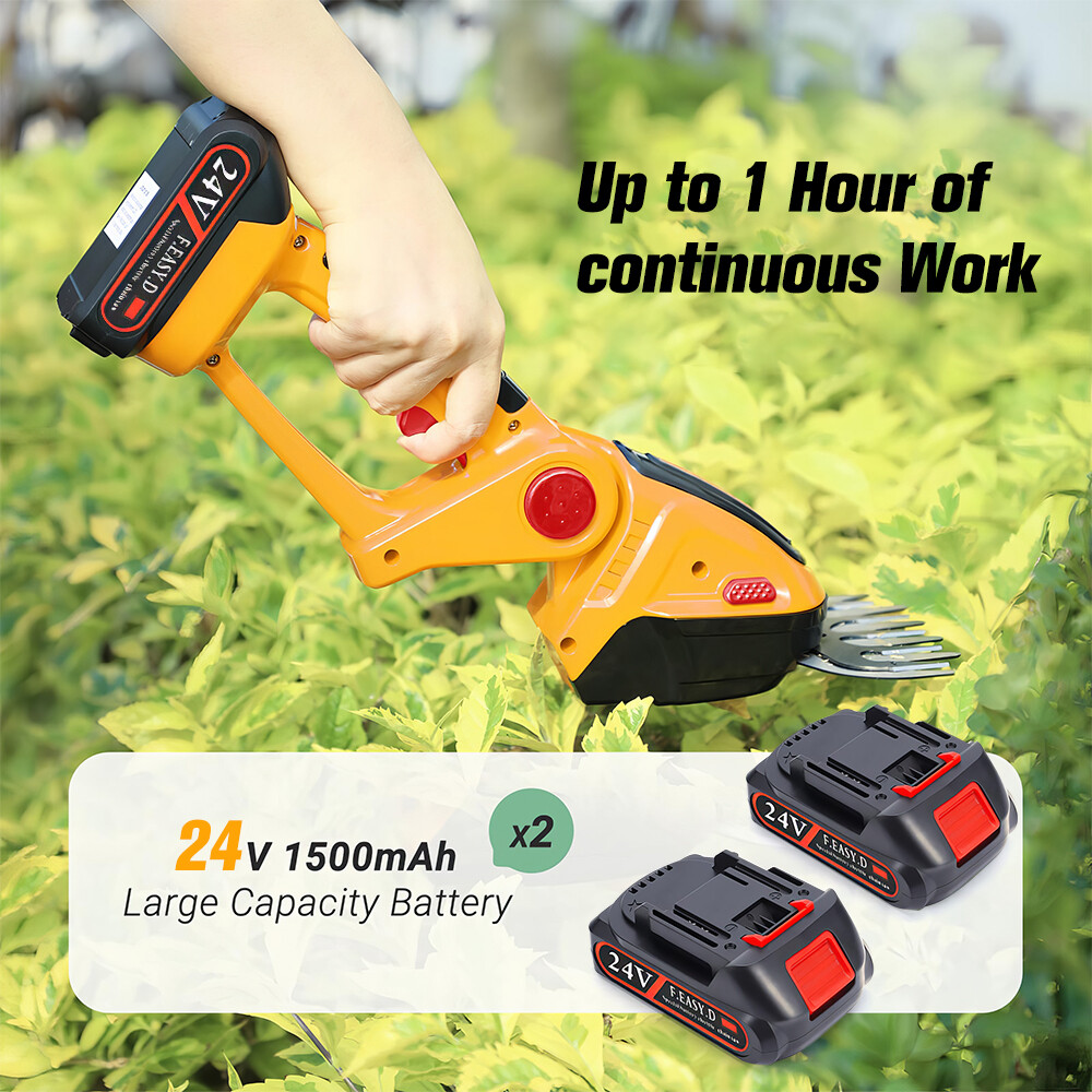 Electric Hedge Trimmer Cordless Power Hedge Trimmer with 2 Battery 1 Charger