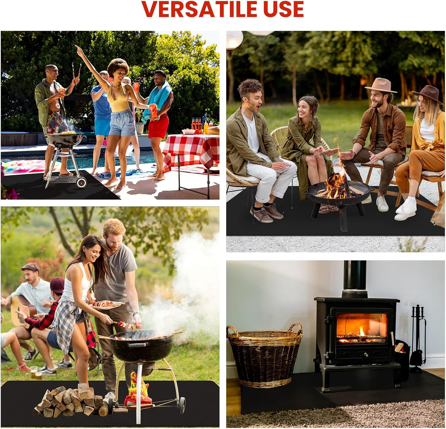 70×40 Inch Large Under Grill Mat – Double-Sided Fireproof BBQ Mat