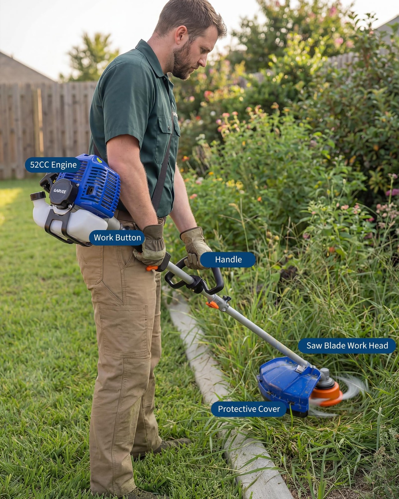 52CC Weed Wacker Lawn Eater Edger Grass 3-in-1 String Trimmer Cutter Mower Yard