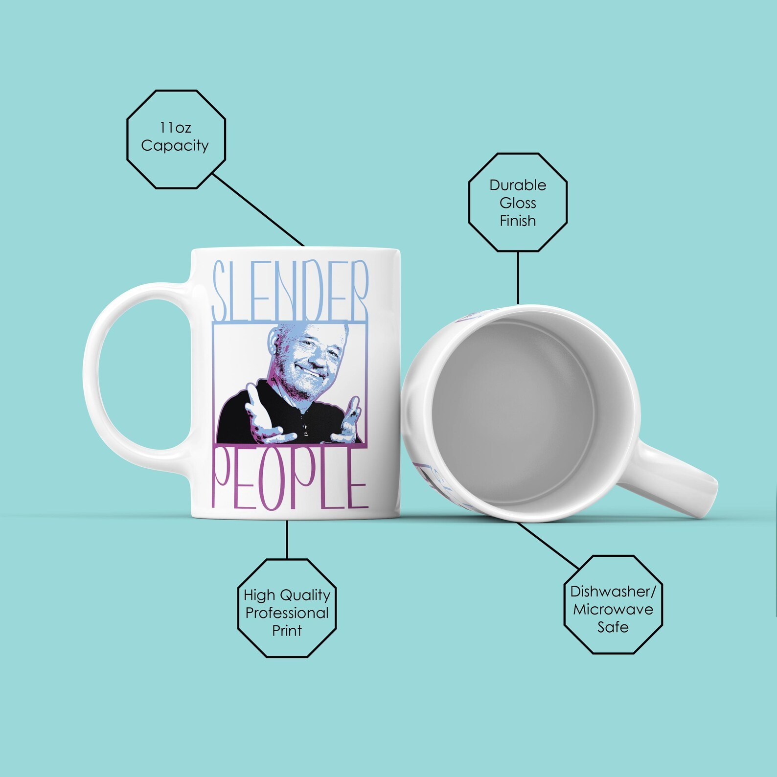 Bob Mortimer Slender People Black Mug 11oz 15oz Funny Comedy TV Show Pop