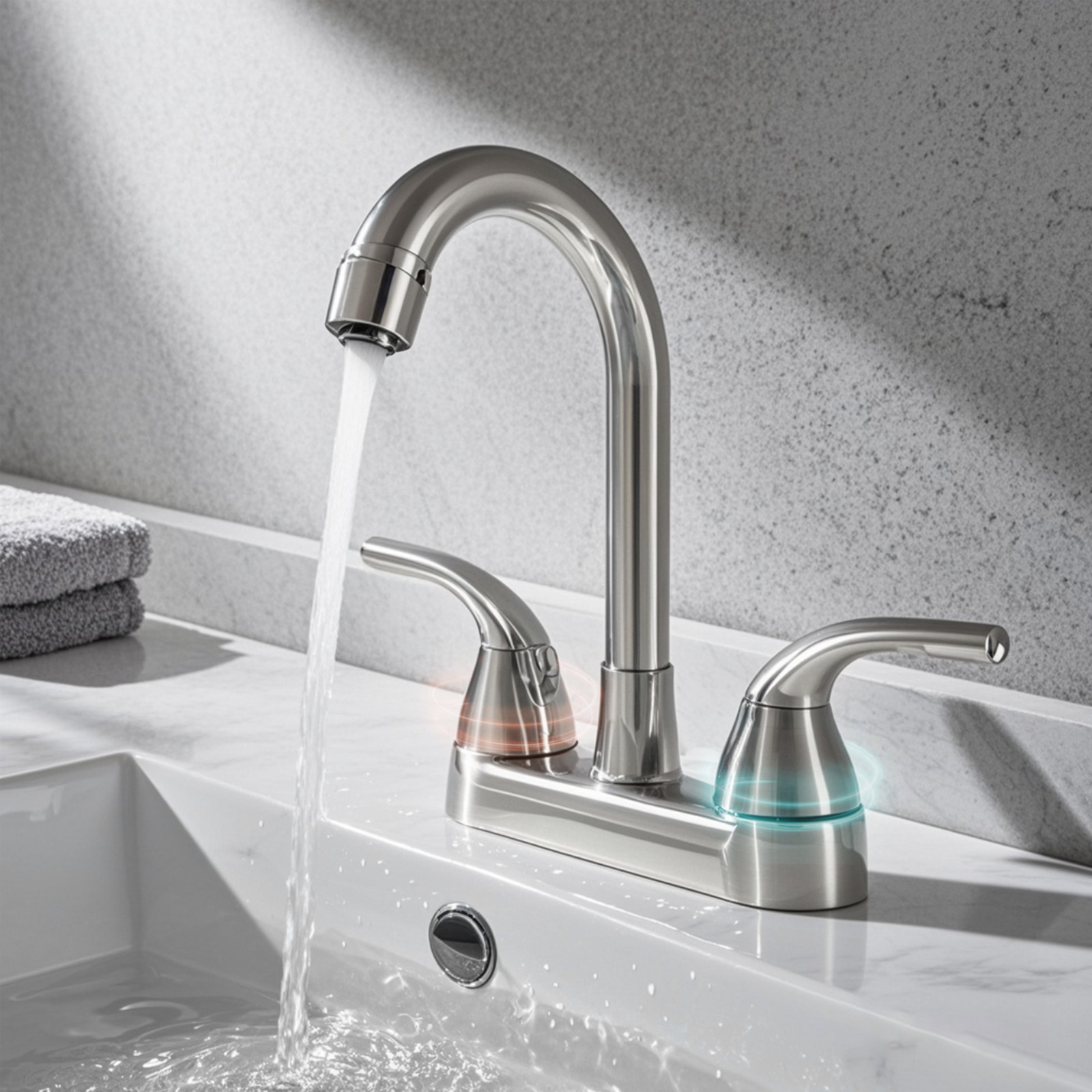 4Inch Brushed Nicke RV Bathroom Sink Faucet Mixer Top Double Handle Plastic US