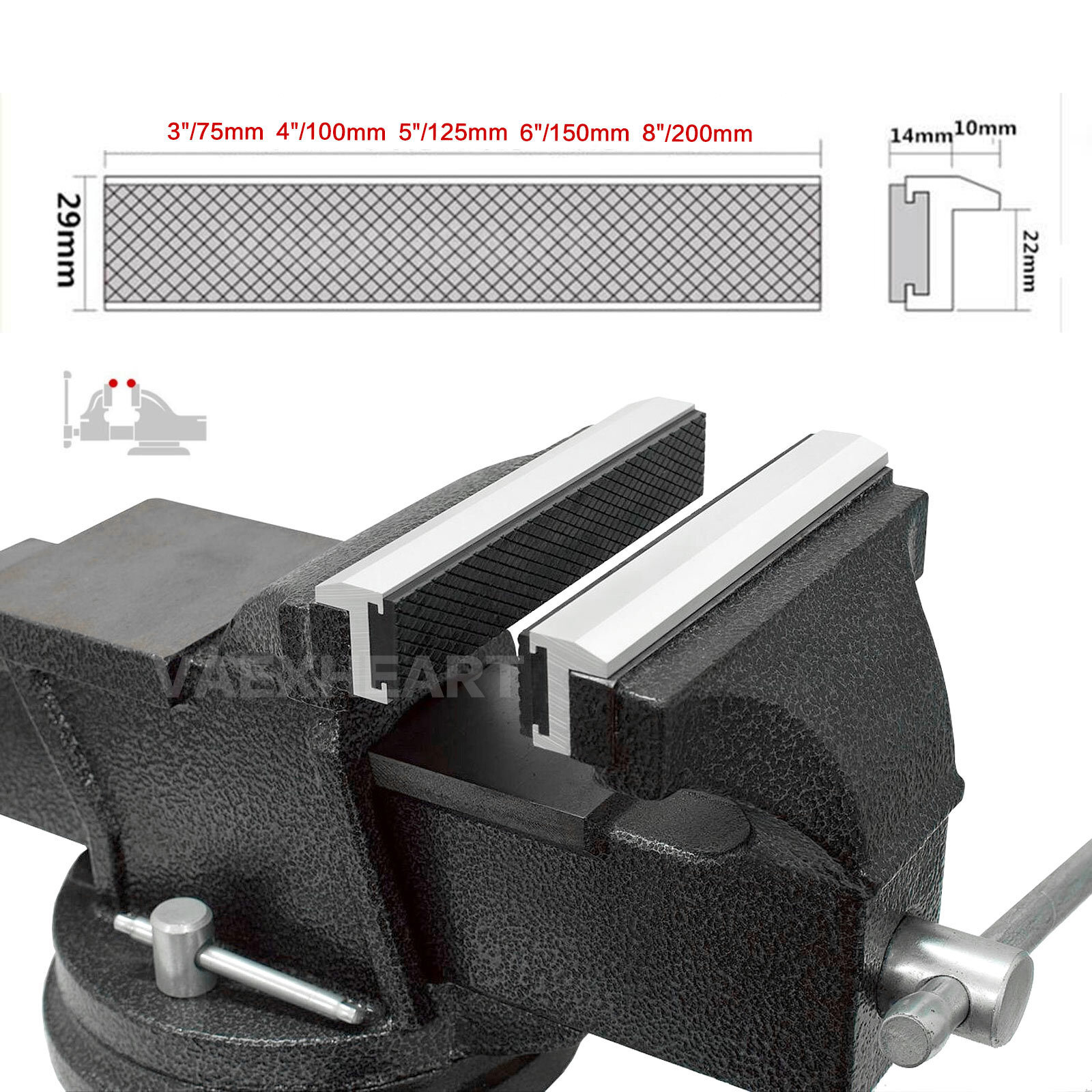 US STOCK 3″-8″ Universal Vise Jaws with Strong Magnetic Soft Vice Pads Cover