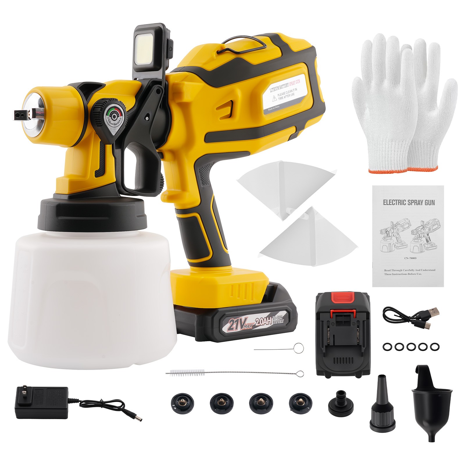 With 2 Batteries High Pressure Cordless Paint Sprayer Electric HVLP Spray Gun US