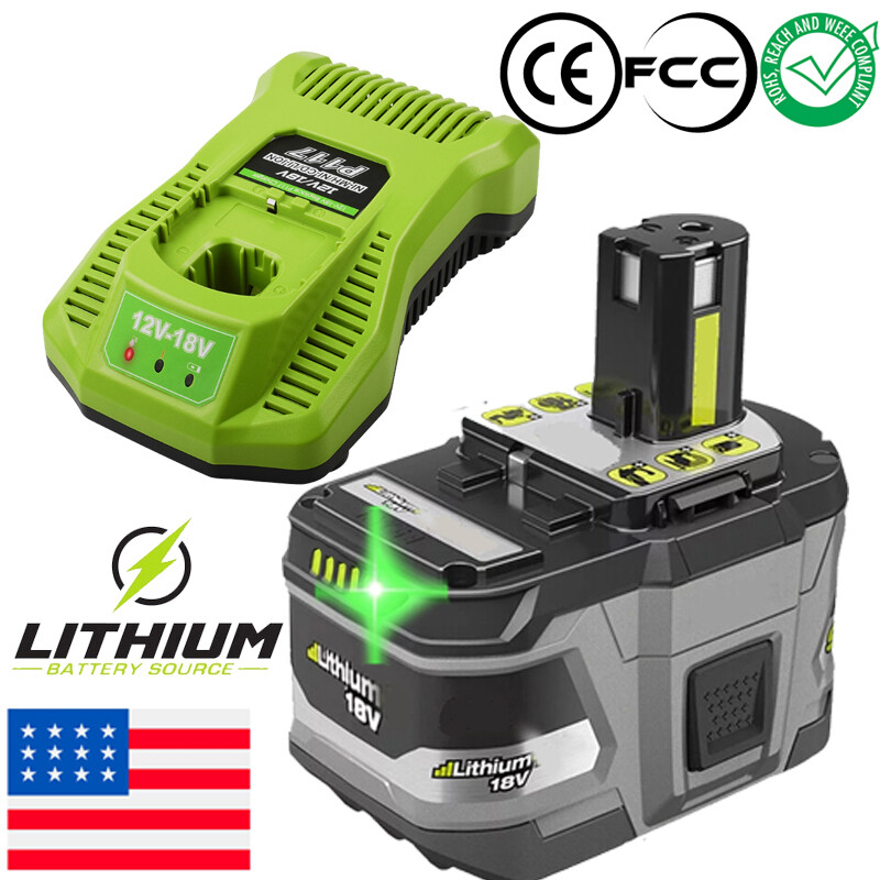 For RYOBI P108 6Ah 18V High Capacity 8Ah Battery / Charger Lithium-Ion One Plus