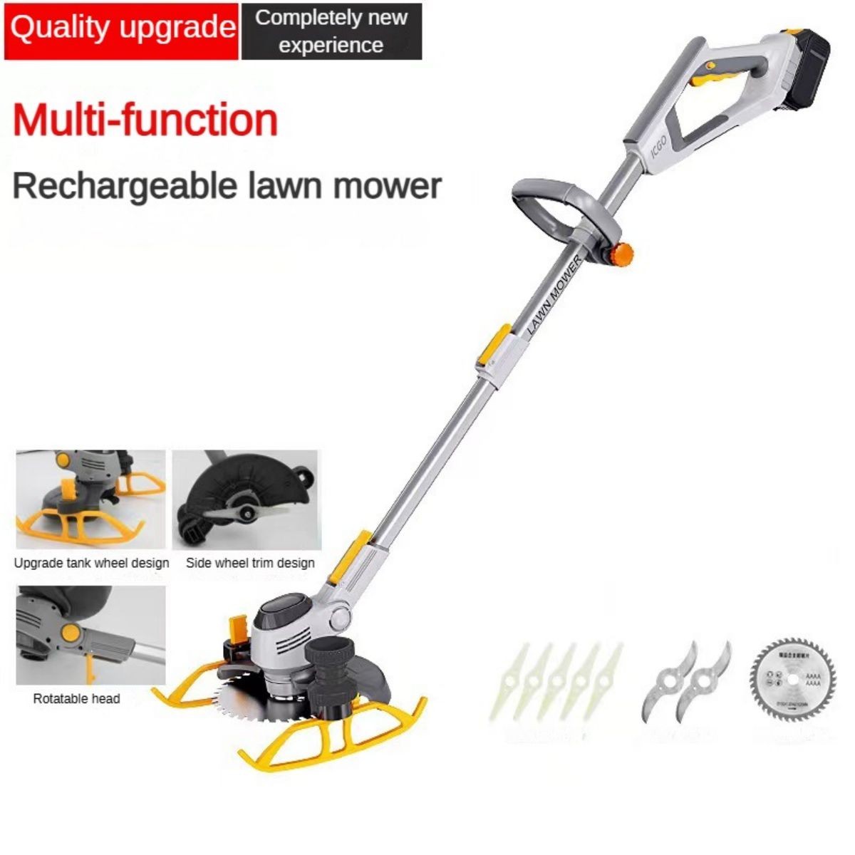 20V Brushless Brush Cutter Cordless Weed Trimmer w/ LCD＆4.0Ah Battery＆Blades
