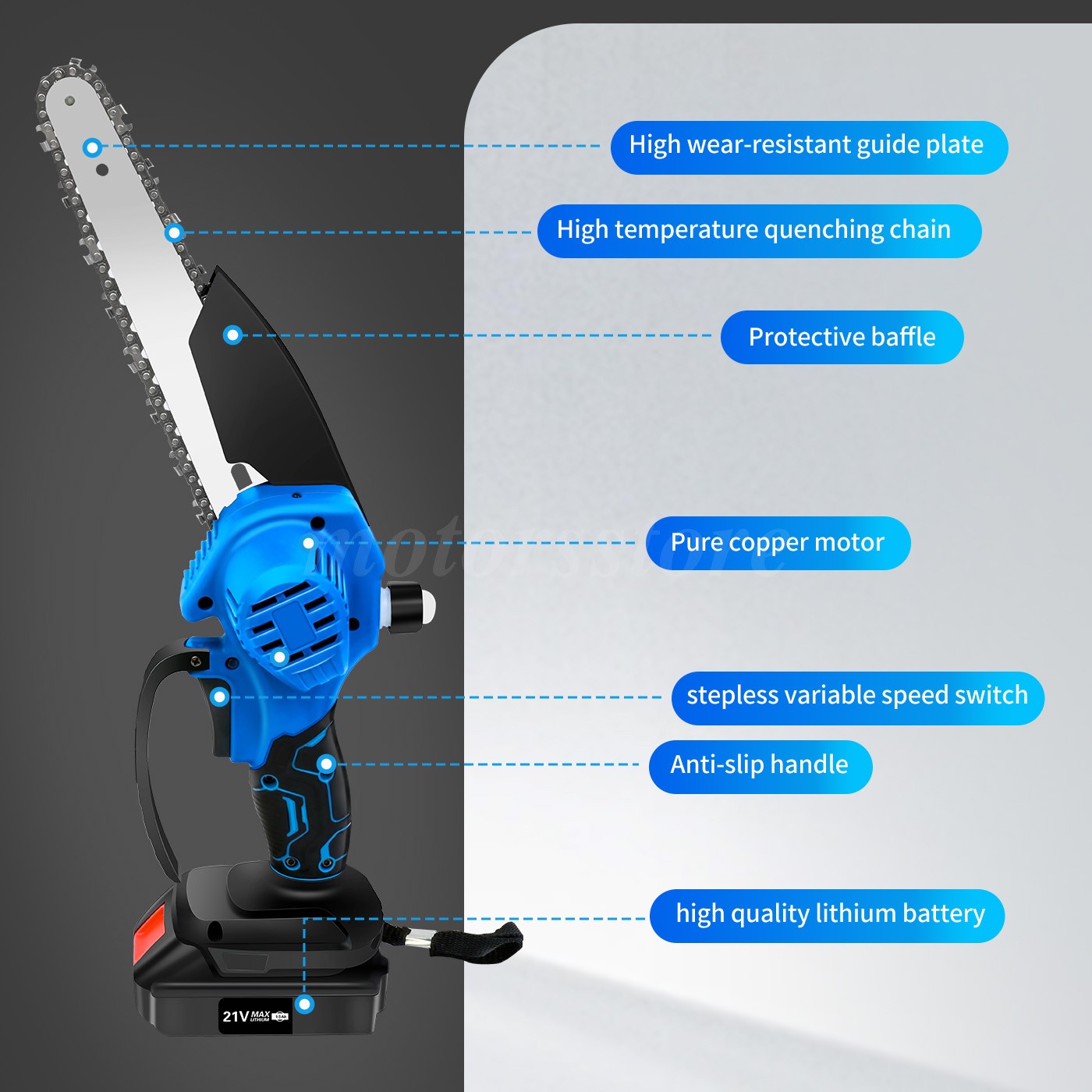 for Makita 8inch Electric Mini Chainsaw Cordless Handheld Saw 2 Battery + 3Chain
