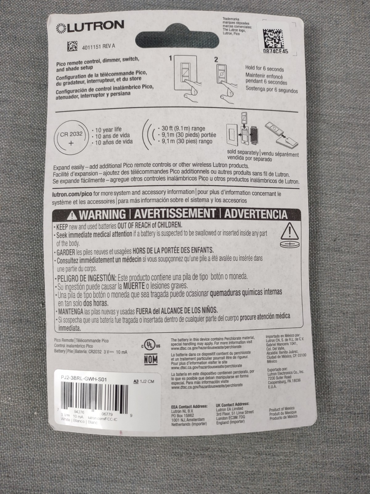 Lutron Pico Wireless Smart Remote Control – BRAND NEW PJ2-3BRL-GWH-S01