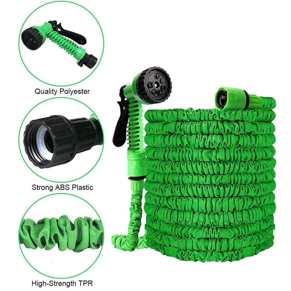 50FT 75FT Expandable Flexible Outdoor Garden Water Hose Pipe with Spray Nozzle