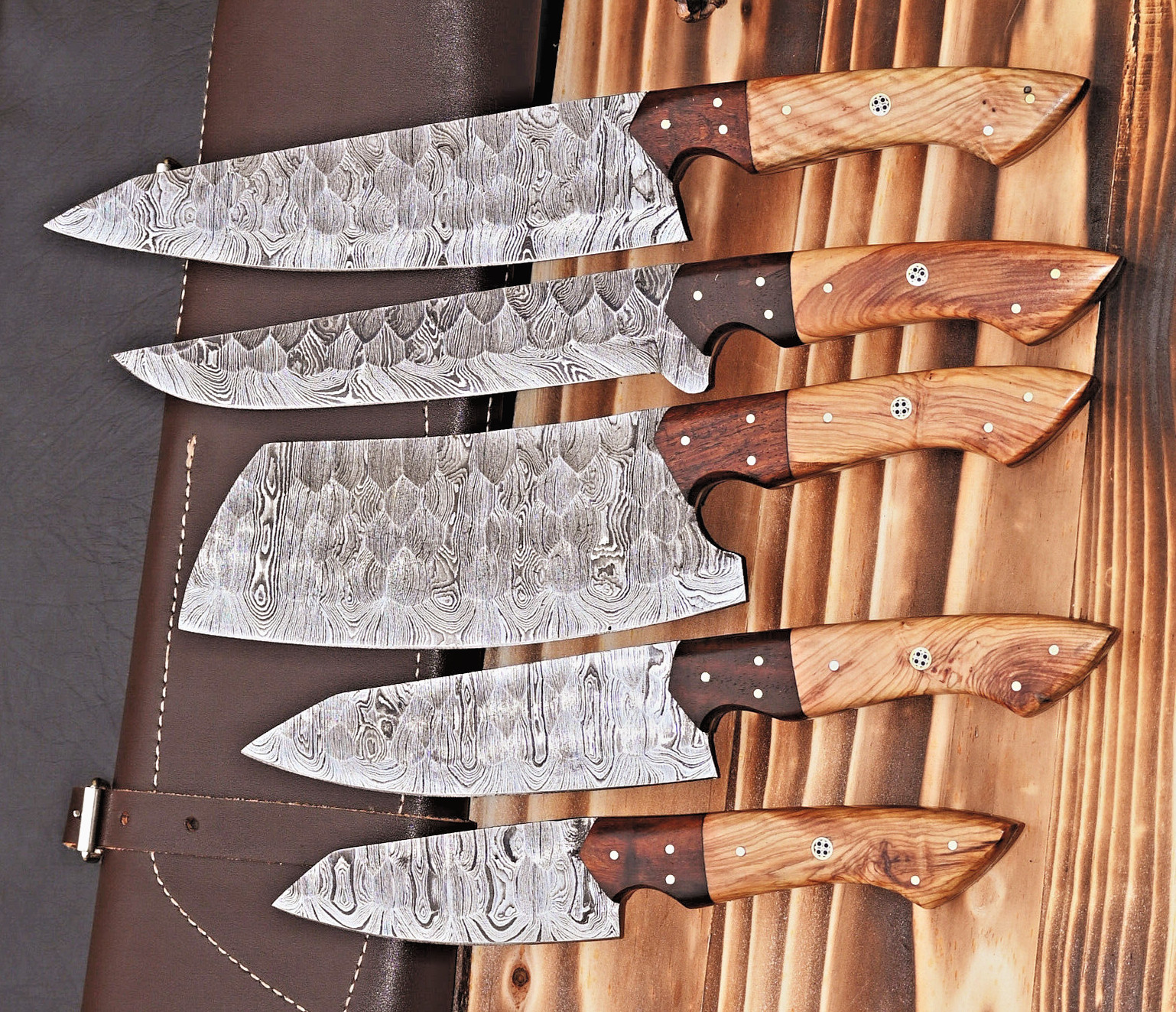 Custom Made Damascus Chef Knife Set Kitchen Cutlery – Hand Forged Damascus 2803