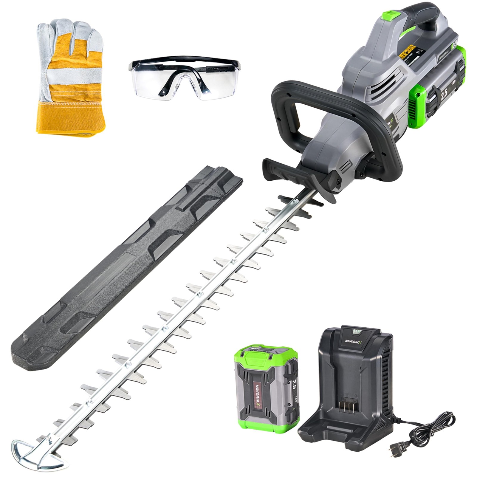 NovorikX 60V 26″ Cordless Hedge Trimmers HedgeTrimmer 2.5AH, Green