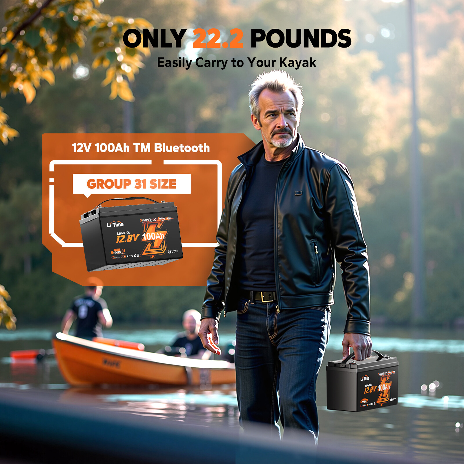 LiTime 12V 100Ah Group 31 Bluetooth Low-Temp LiFePO4 Lithium Battery For RV Boat