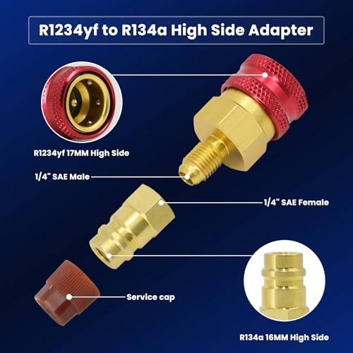 R1234YF Adapter, R1234yf to R134a Quick Coupler, High Low Side Conversion Kit