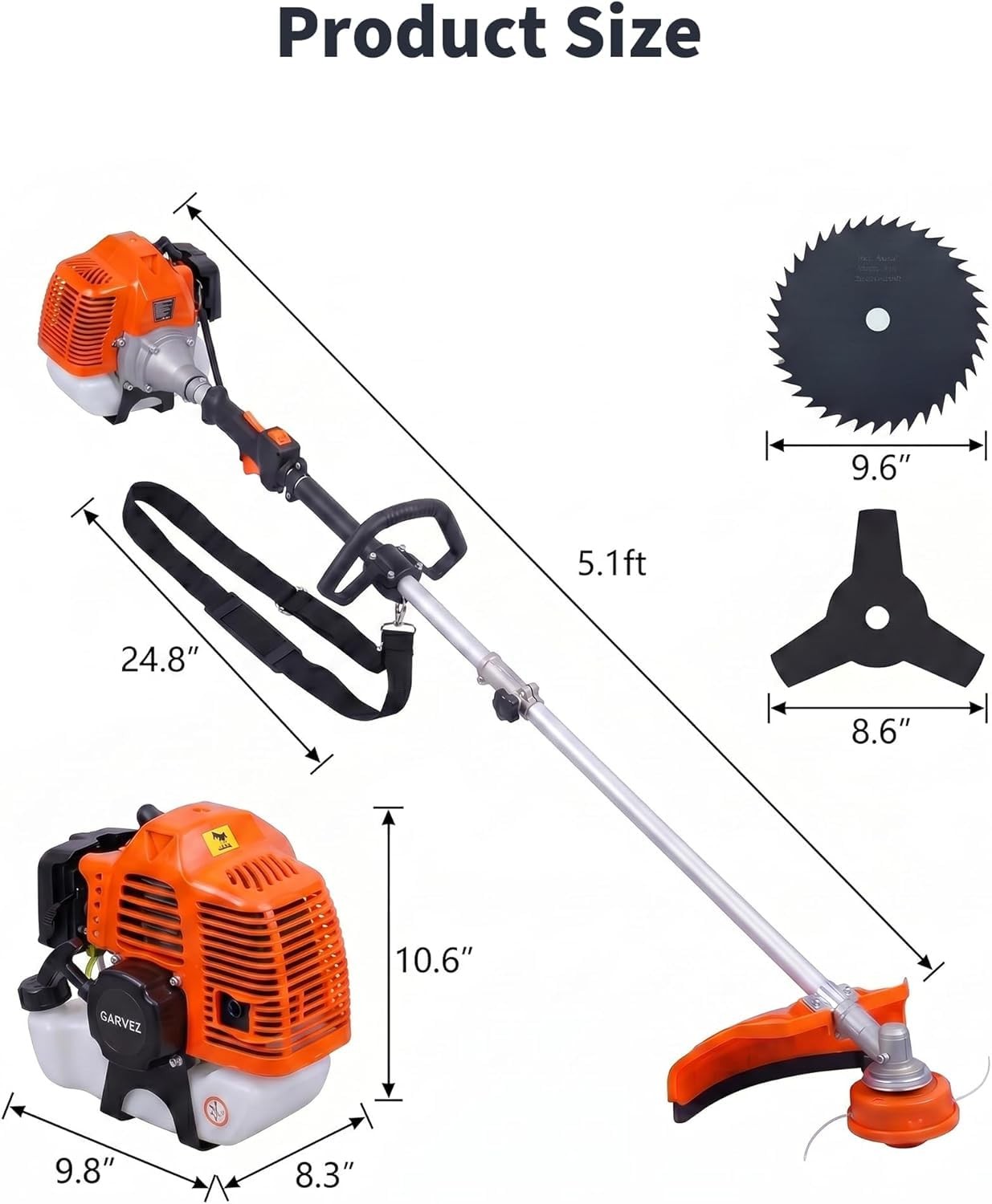 43cc / 52cc Brush Cutter 2-Stroke Gas Weed Eater Wacker 3 in 1 String Trimmer