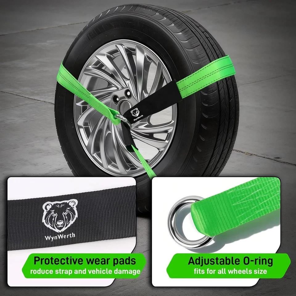 4 Pack Axle Straps Car Tie Down Straps for Trailers Wheel Tie Down Ratchet Strap