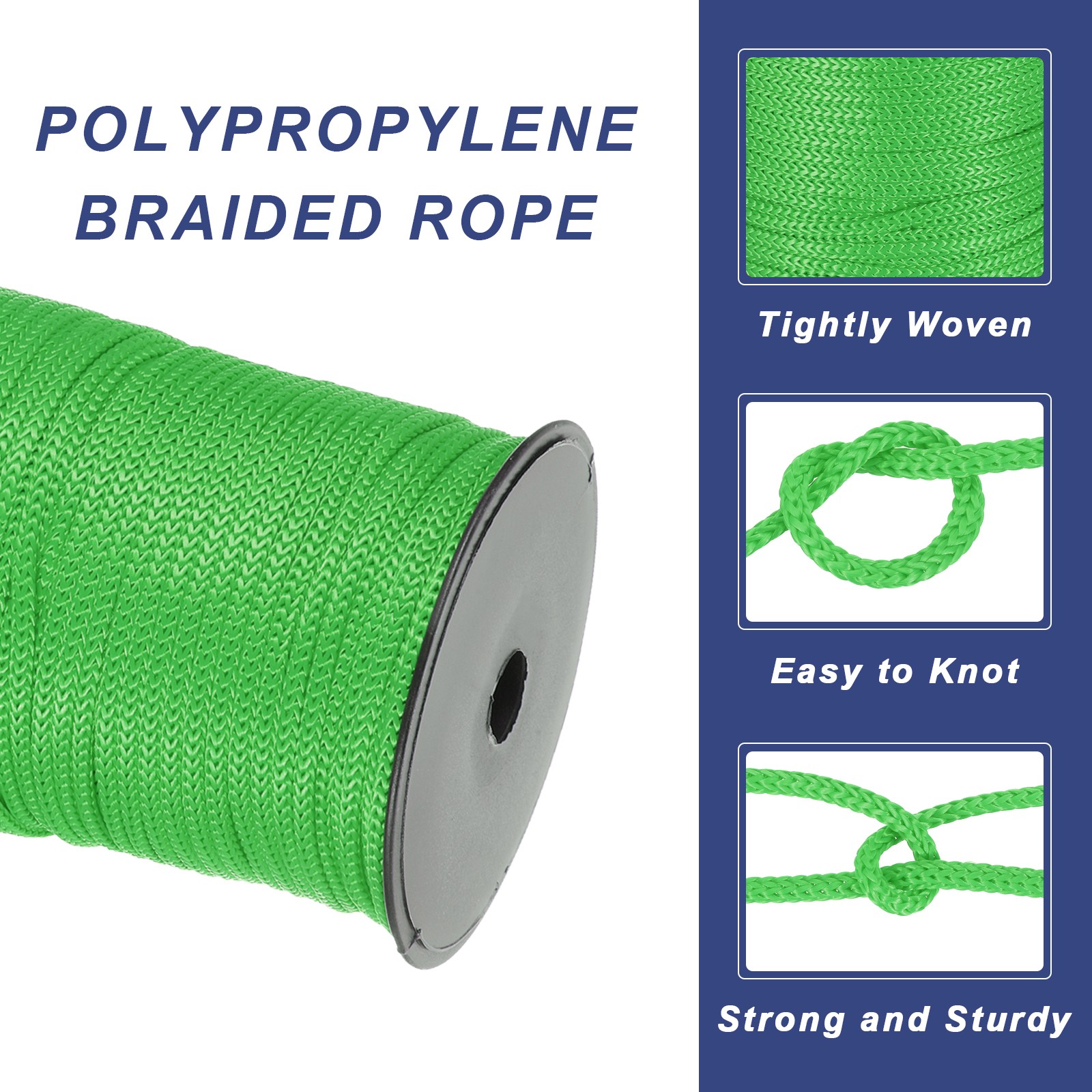 1/4 Inch Polypropylene Rope Braided Ropes, 328ft Nylon Rope Light Green
