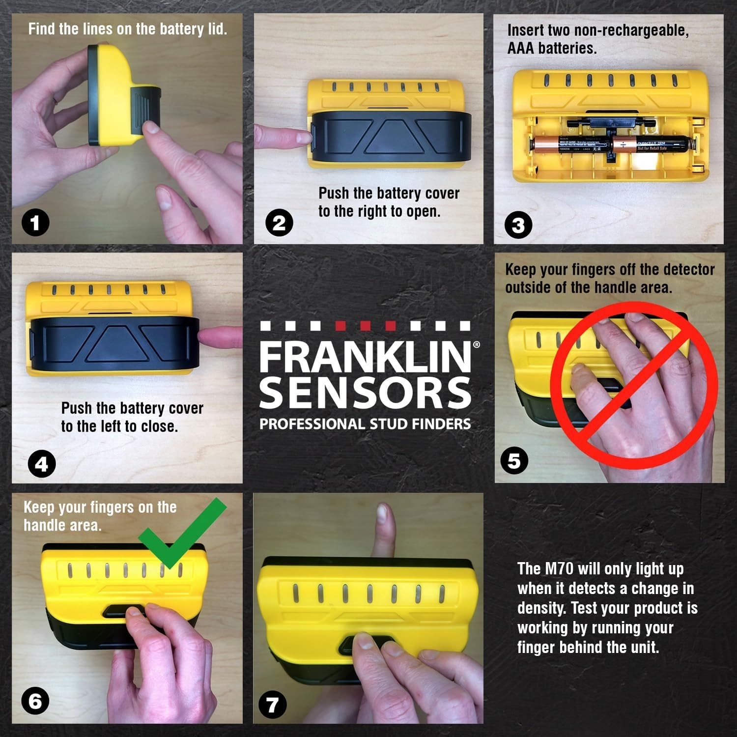 Franklin Sensors ProSensor M70 Stud Finder with 7-Sensors, Wood & Metal Stud
