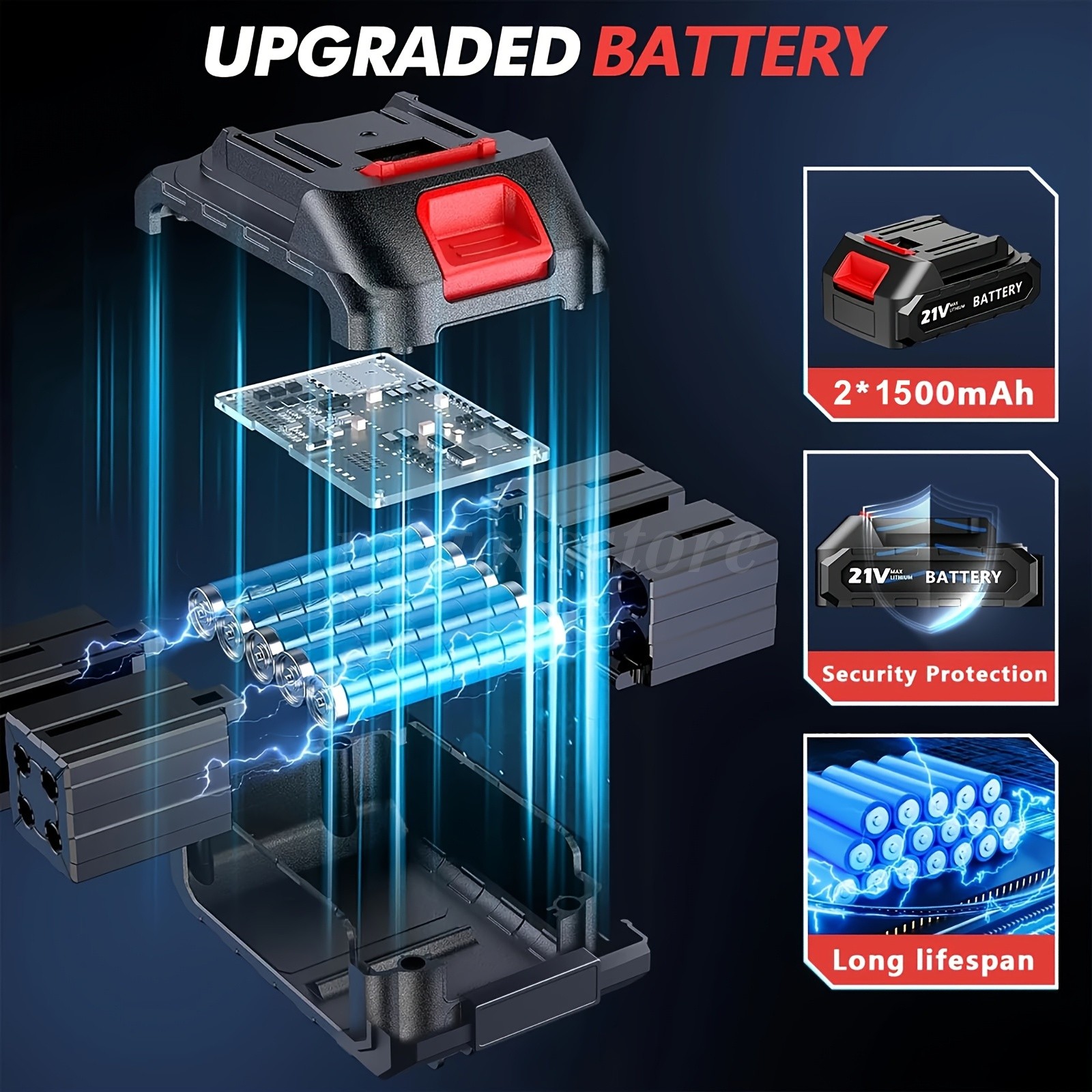 for Makita 8inch Electric Mini Chainsaw Cordless Handheld Saw 2 Battery + 3Chain