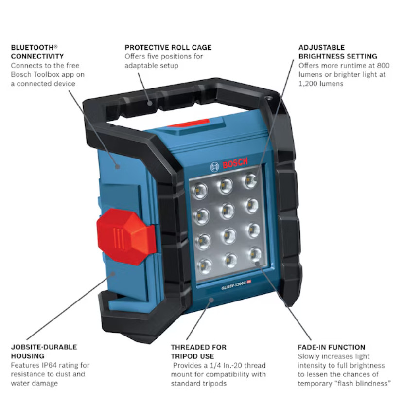 Bosch GLI18V-1200CN 18V Cordless Floodlight 1200 Lumen (Tool Only)