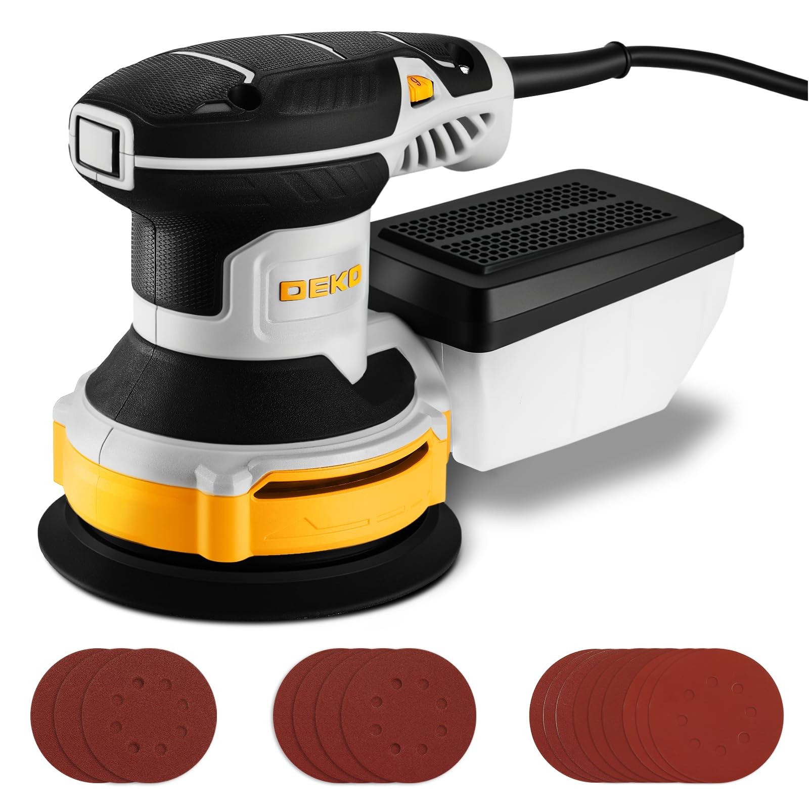 DEKO 5 Inch Random Orbital Sander 300W Corded Electric Hand Sanding Tool