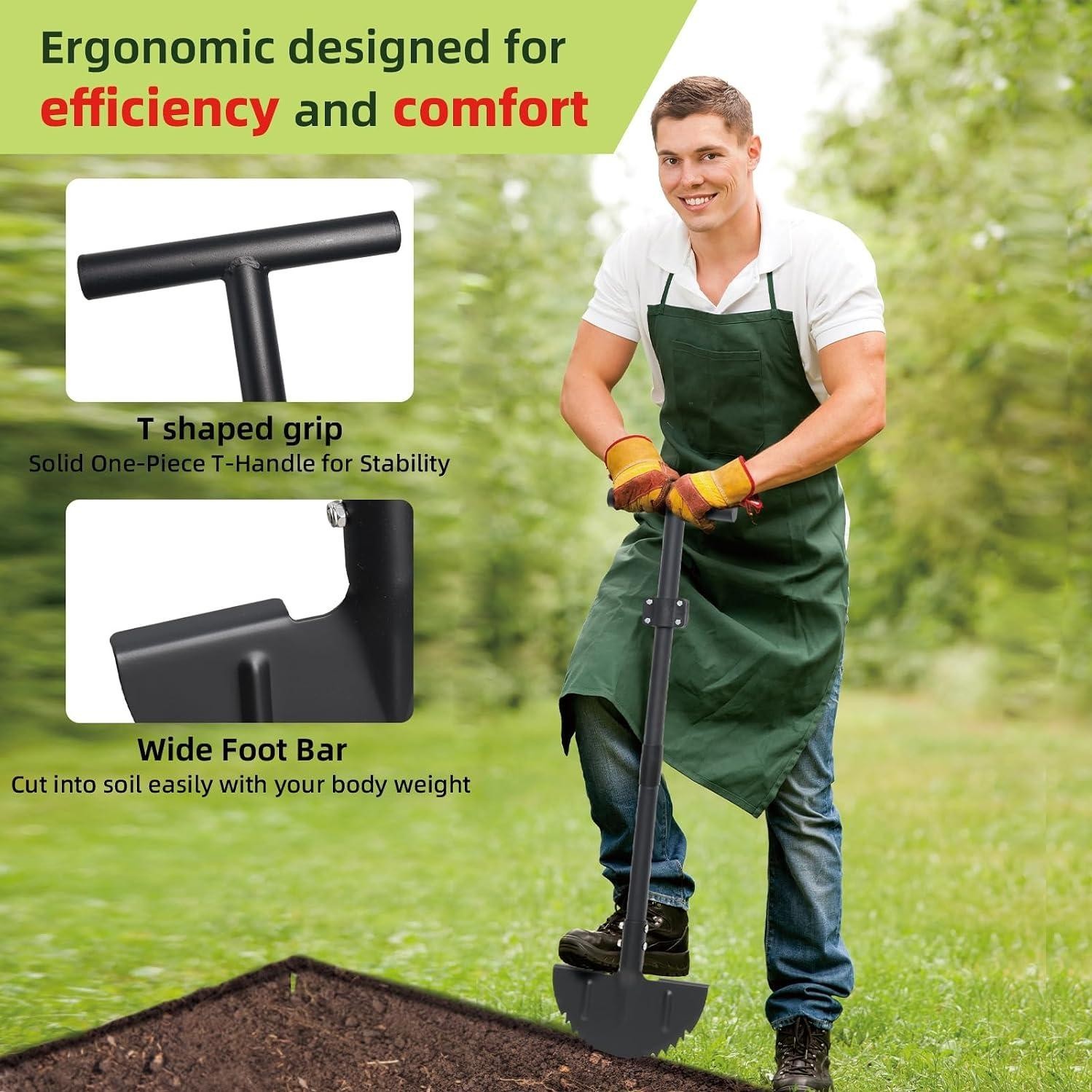 Half Moon Edger Lawn Tool – Heavy Duty Saw Tooth Manual Edgers with Sharp Blade