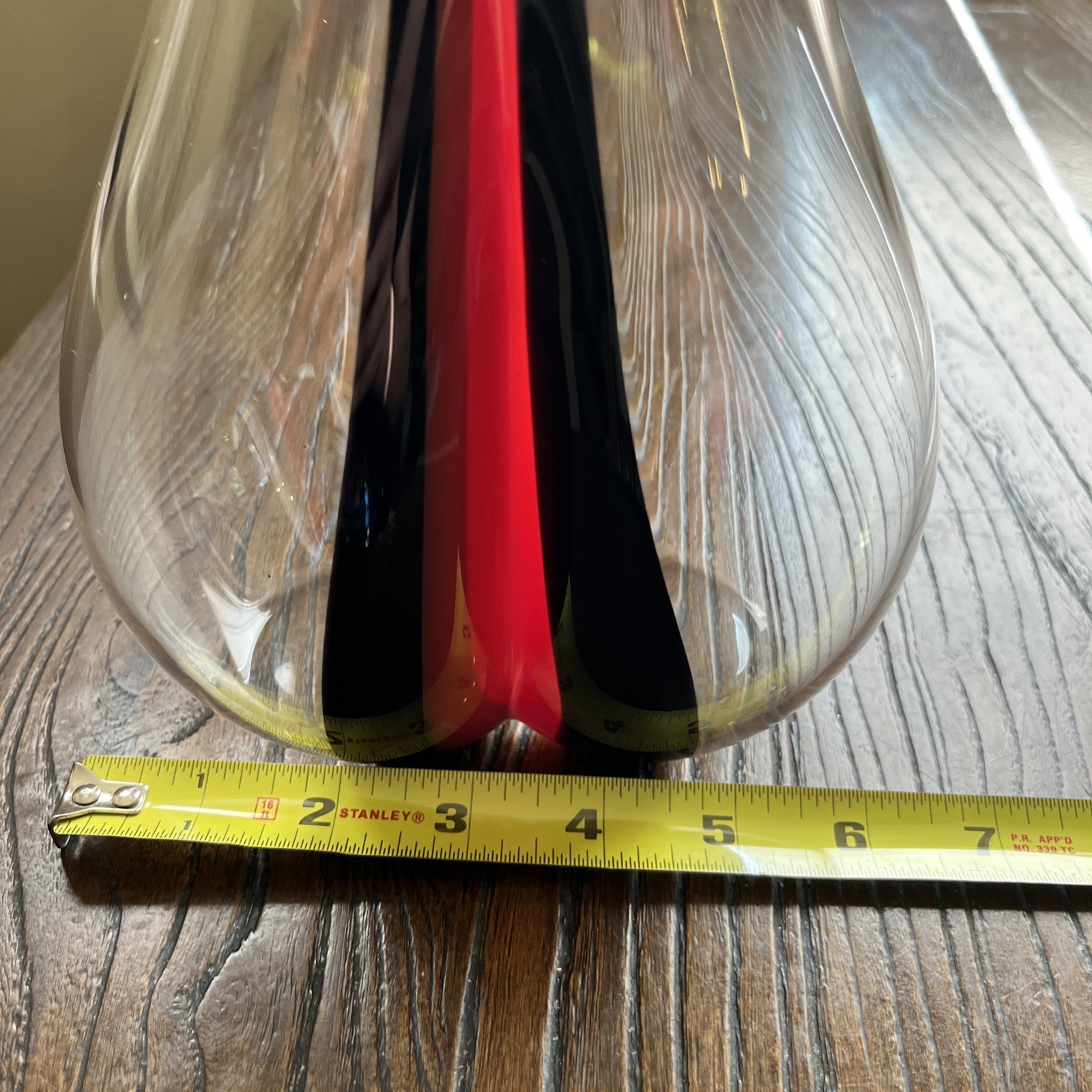 Riedel Black Tie Smile Art Glass Wine Decanter Red & Black Signed Barware No Box
