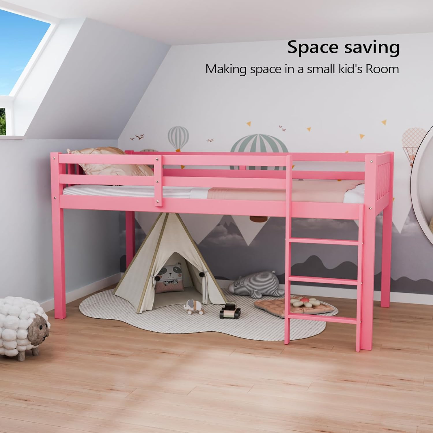Princess Bed for Adults Kids & Young Teens No Box Spring Required Wood Slat
