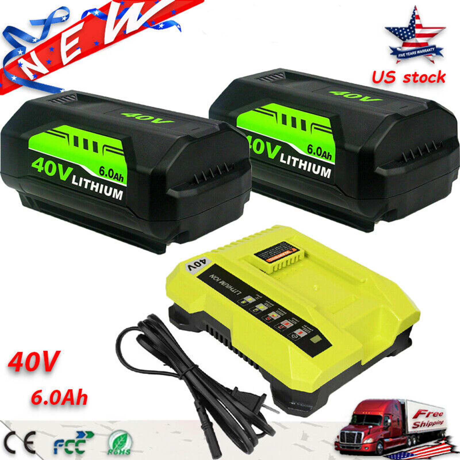 OP401 40 Volt 6.0Ah Lithium Battery or Charger for Ryobi OP4040 OP40601 OP40261