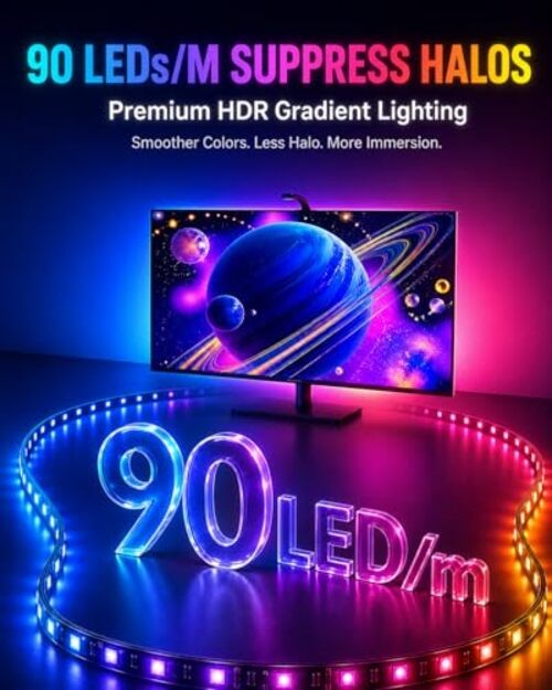 TV LED Backlight with Sensor, LED Sync Lights for TV 55-65 Inch, Multicolor