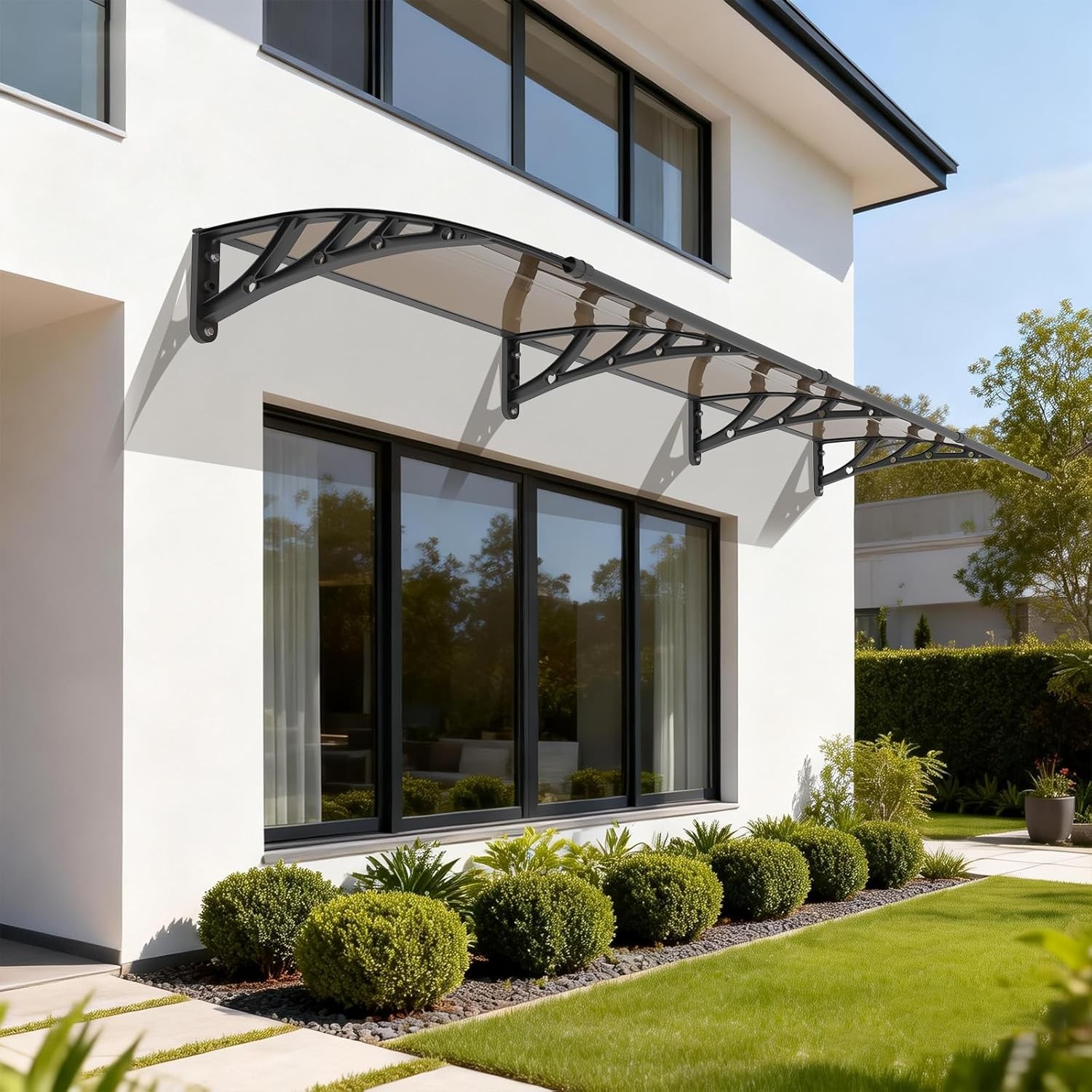 102x41cm Door Awning, Polycarbonate Outdoor Canopy UPF 50+ for Deck Porch