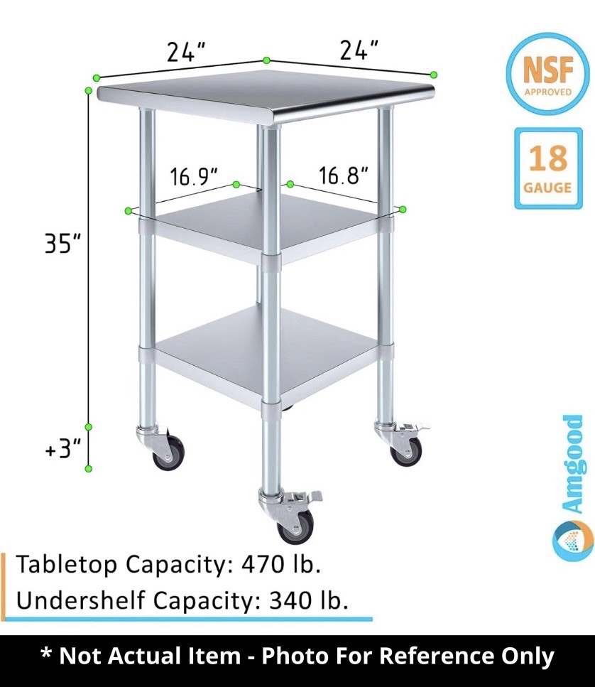 AMGOOD Stainless Steel Commercial Utility Work Table With Casters And Shelves