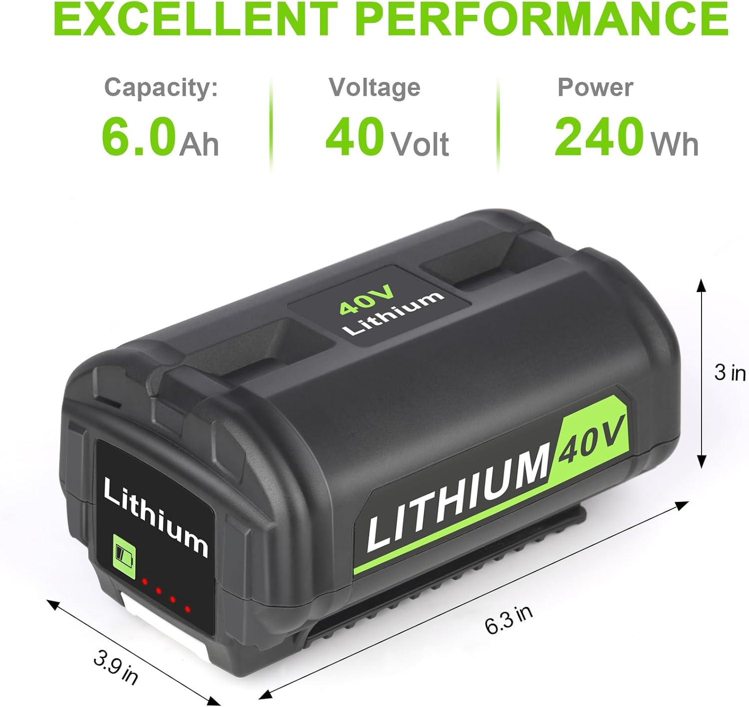6.0Ah 40V Battery For Ryobi 40 Volt Lithium OP4060 OP40261 / OP401 Dual Charger