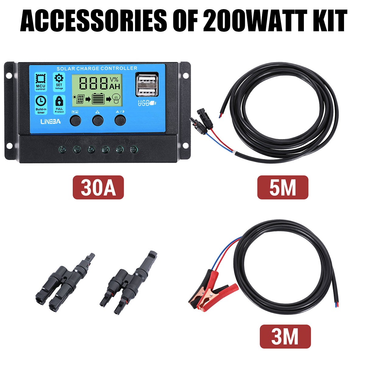5000W Complete Solar Panel Kit with Controller & Inverter Home 110V Grid System