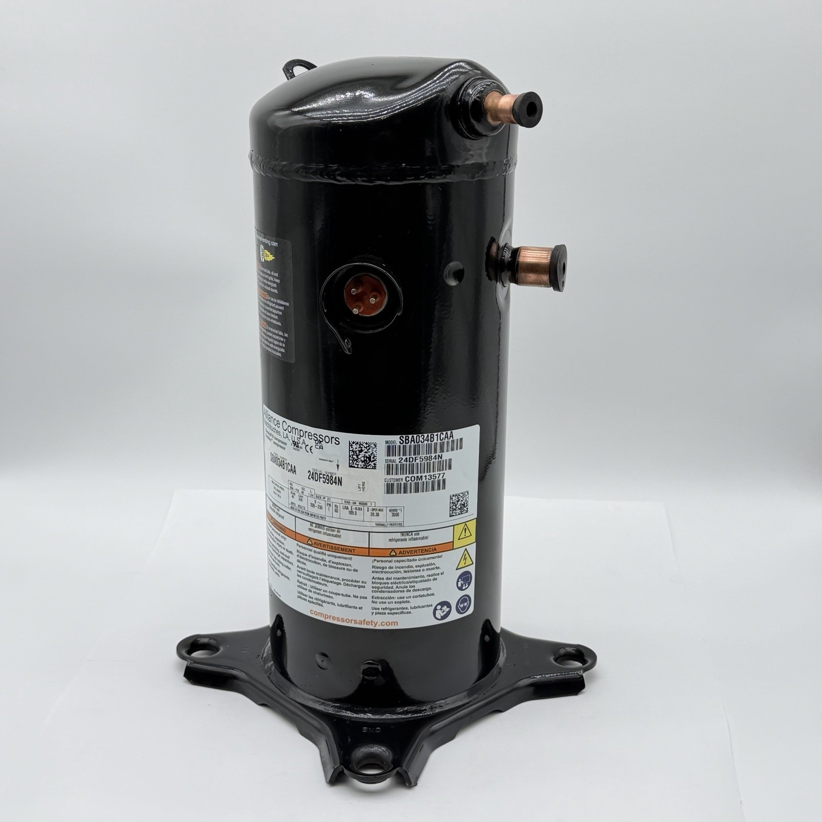 NEW Trane Alliance Compressor SBA034B1CAA COM13577 208-230V 1PH R410A 3 TON