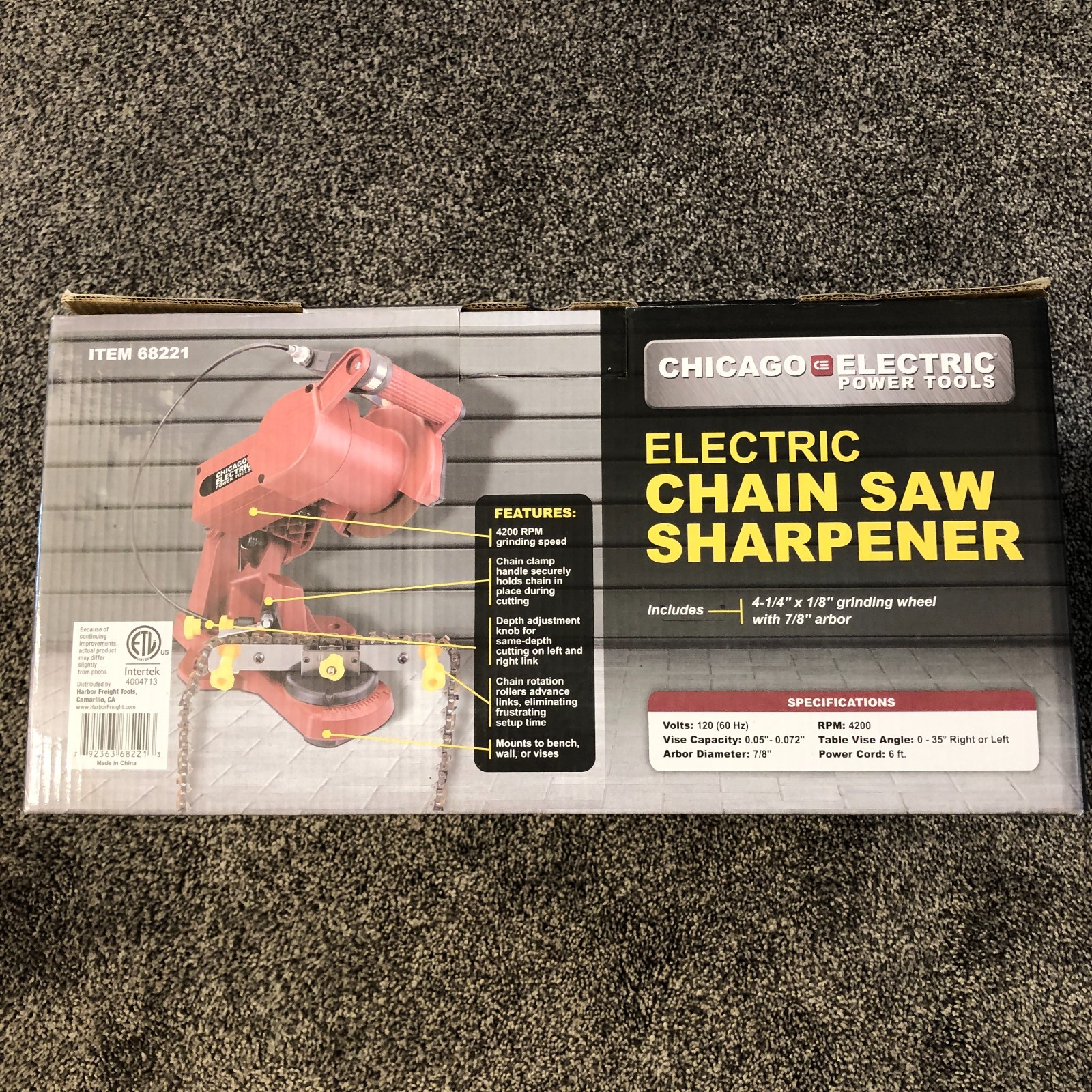 Chicago Electric Electric Chain Saw Sharpener 4200 RPM 0-35° 68221 Power Tools