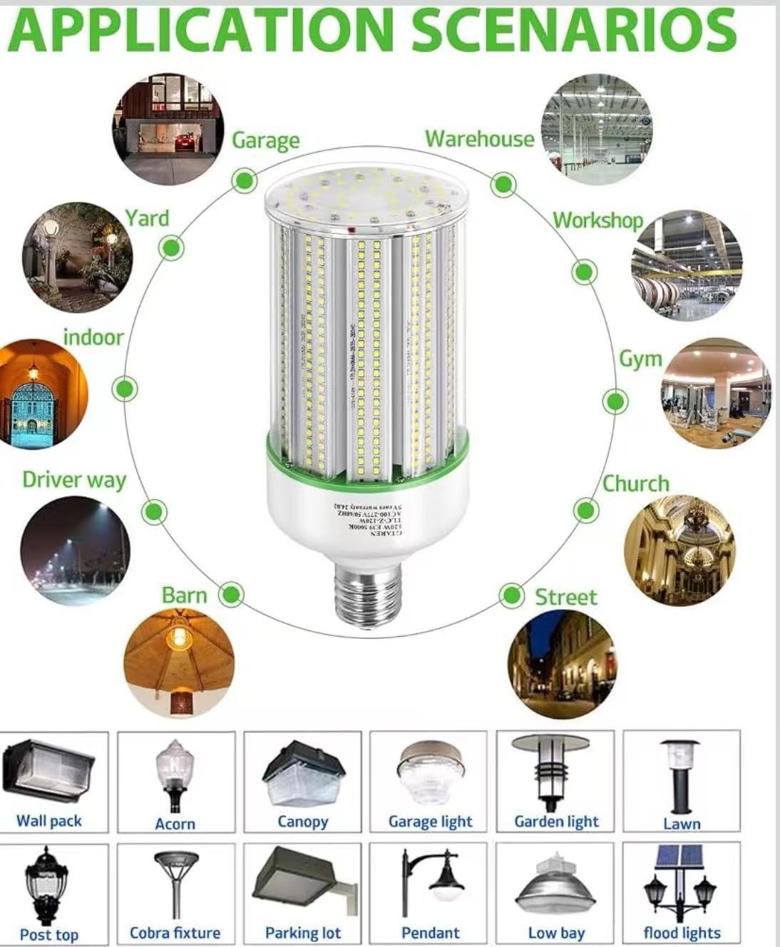 2 pack 5000K Daylight,E39 Mogul Base,120W LED Corn Light Bulb Warehouse High Lam