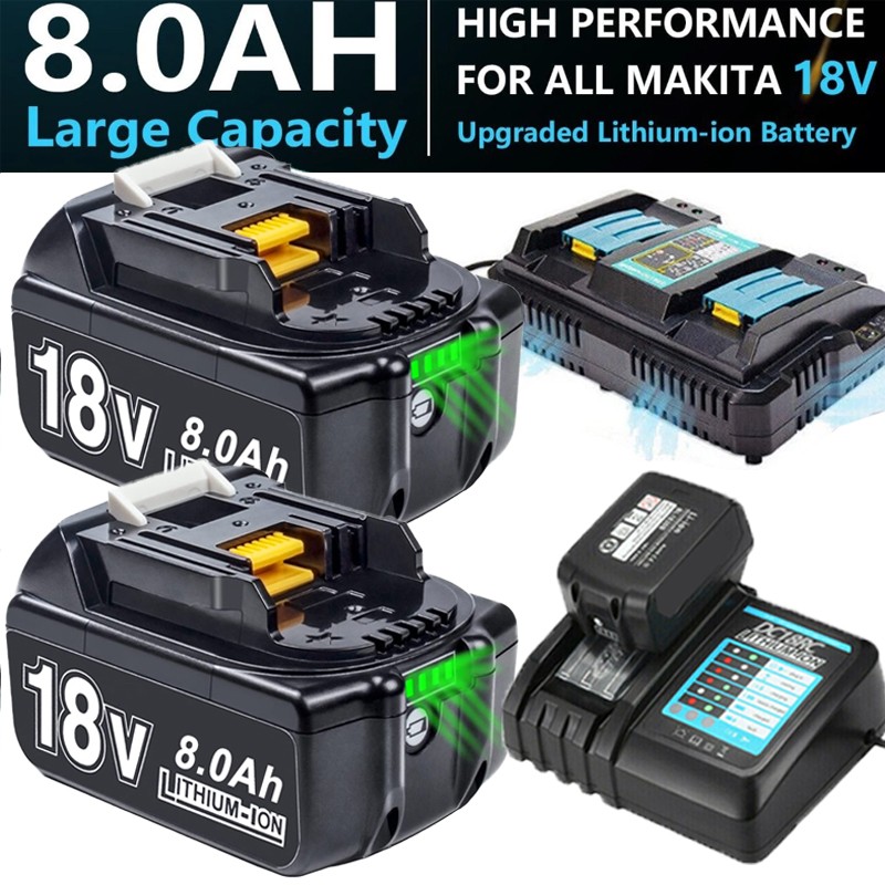8.0Ah For Makita 18Volt 8.0Ah LXT Li-Ion Battery BL1860B BL1830 BL1815 / Charger