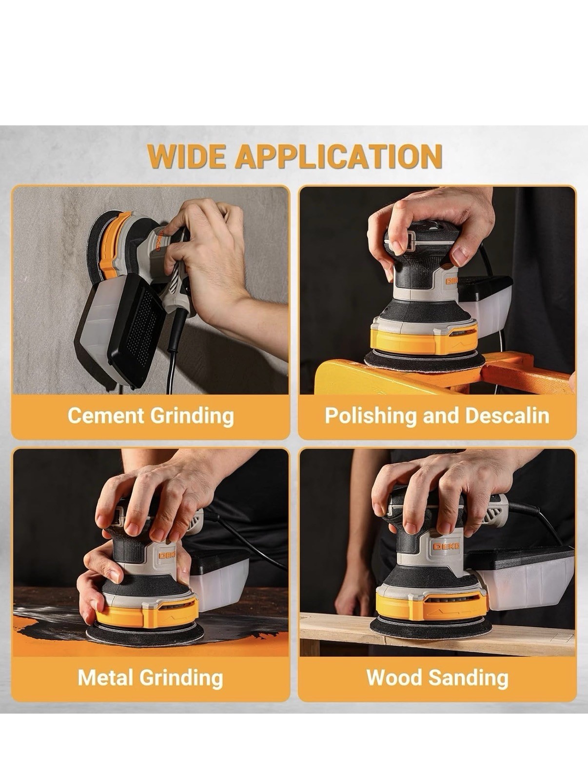 Orbital Sander Corded Hand Sander: 5″ Random Orbital Sander with Dust Box, 6 Va