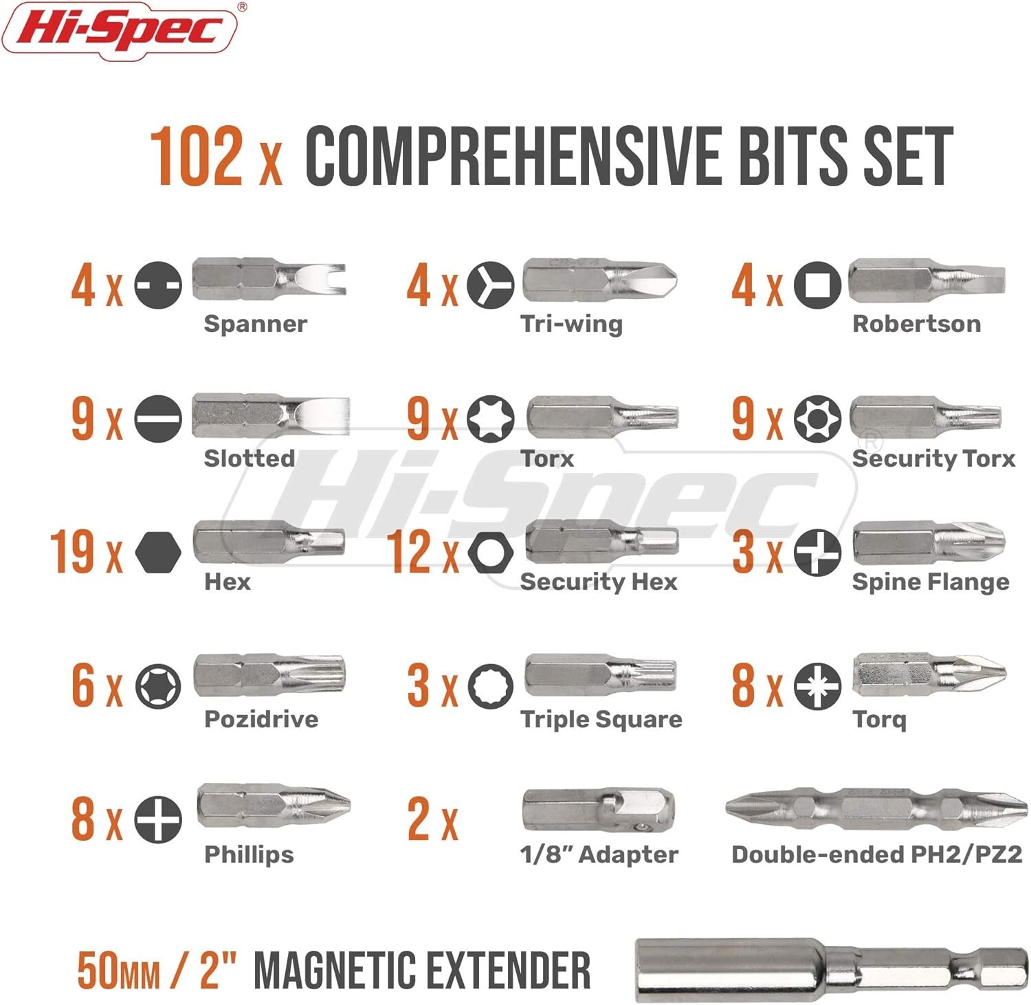 Hi-Spec Cordless 3.6V 1300mAh Li-ion Battery Power 4 LED Screwdriver & 102 Piece