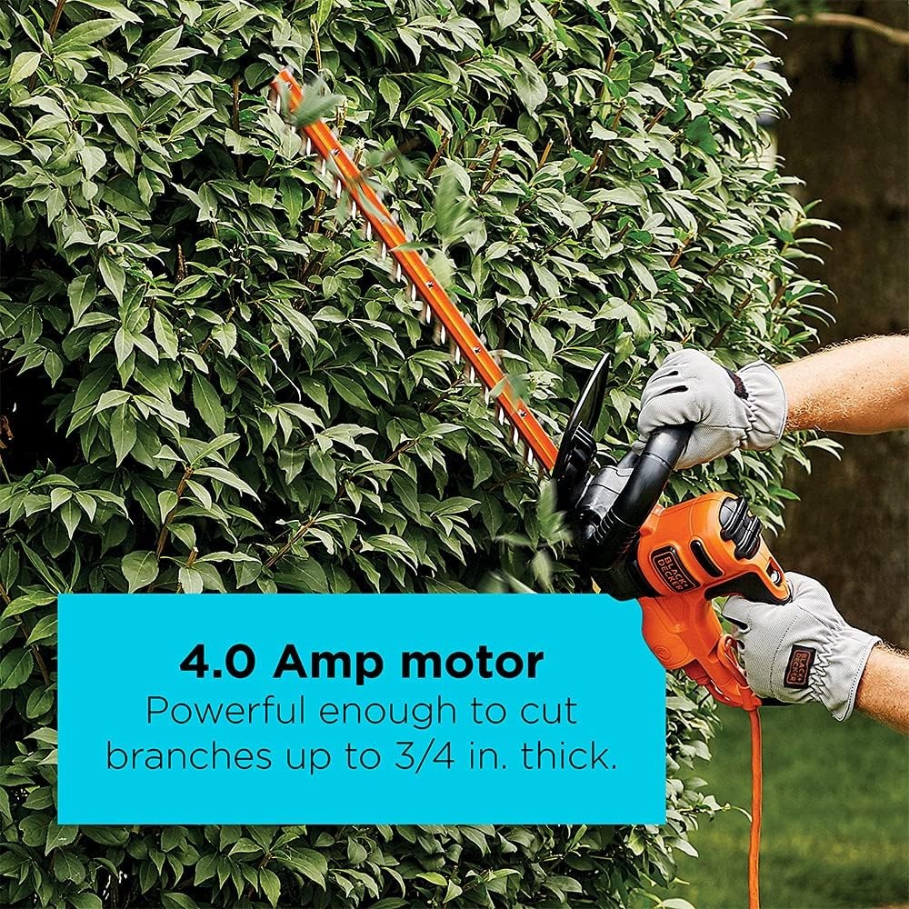 BLACK+DECKER 22″ Electric Hedge Trimmer, Lightweight 4.0 Amp Corded Dual Action
