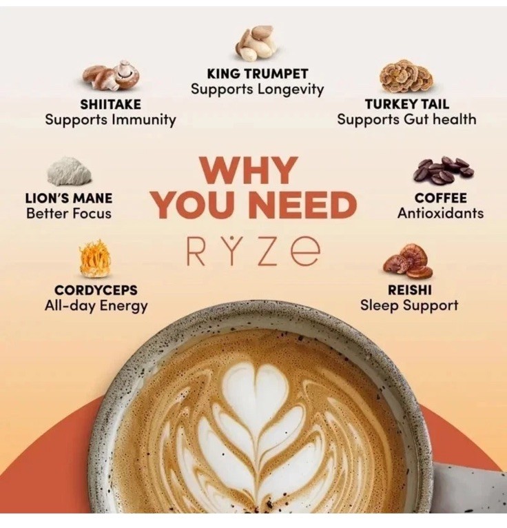 4-Pack Organic Ryze Mushroom Coffee, 30 Servings/Bag, Instant, Free Shipping