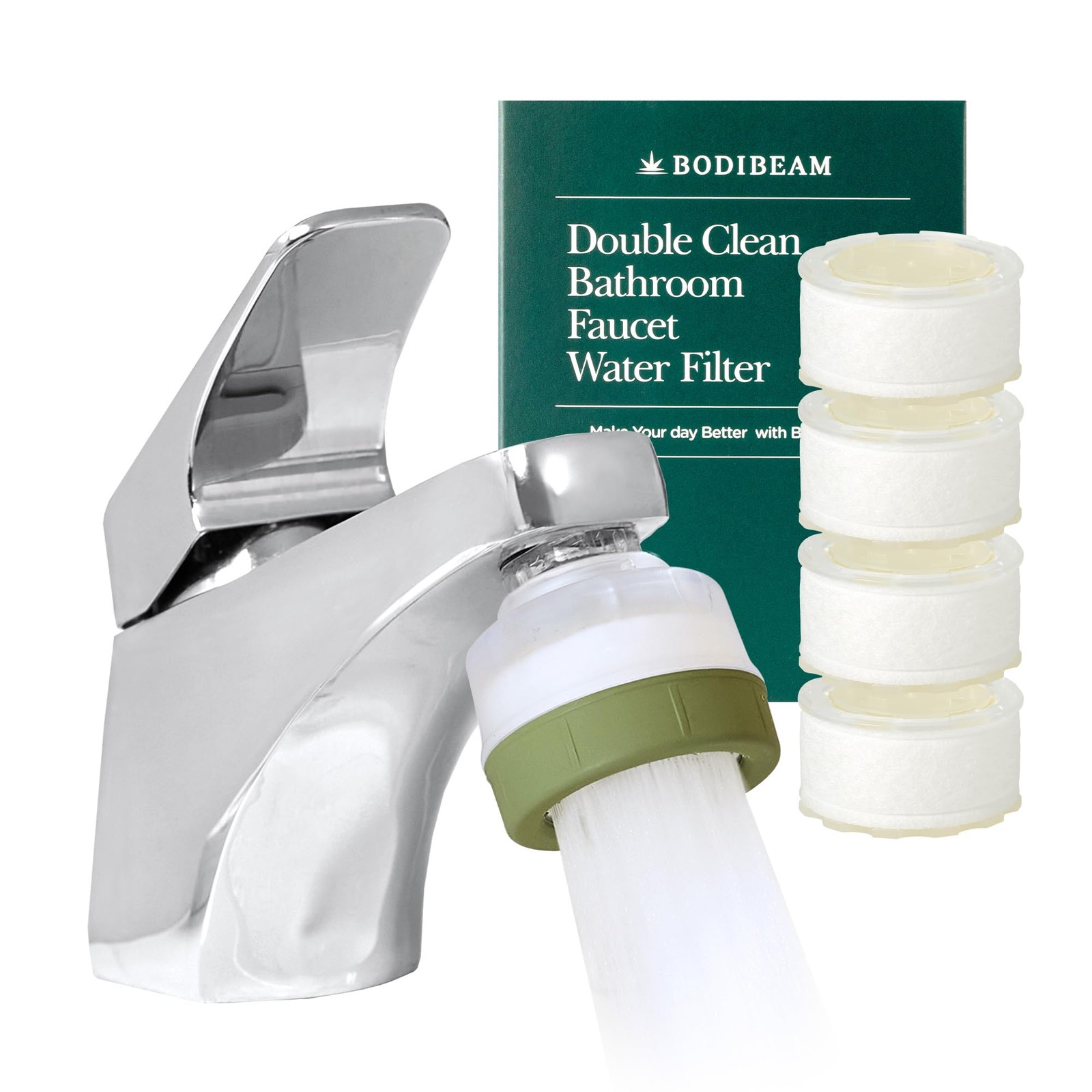 [6 Months Set] Water Filter for Sink Faucet and Replacement Set, Olive Green