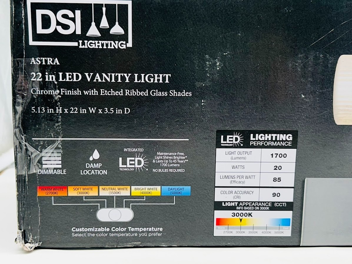 DSI Lighting Astra 22 in. Chrome Integrated LED Vanity Light Bar