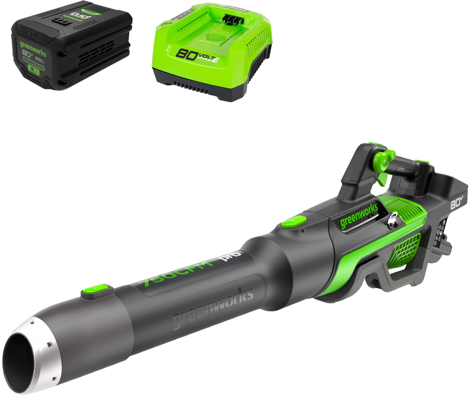 Greenworks – 80-Volt 750 CFM Cordless Handheld Blower (1 x 2.5Ah Battery and …