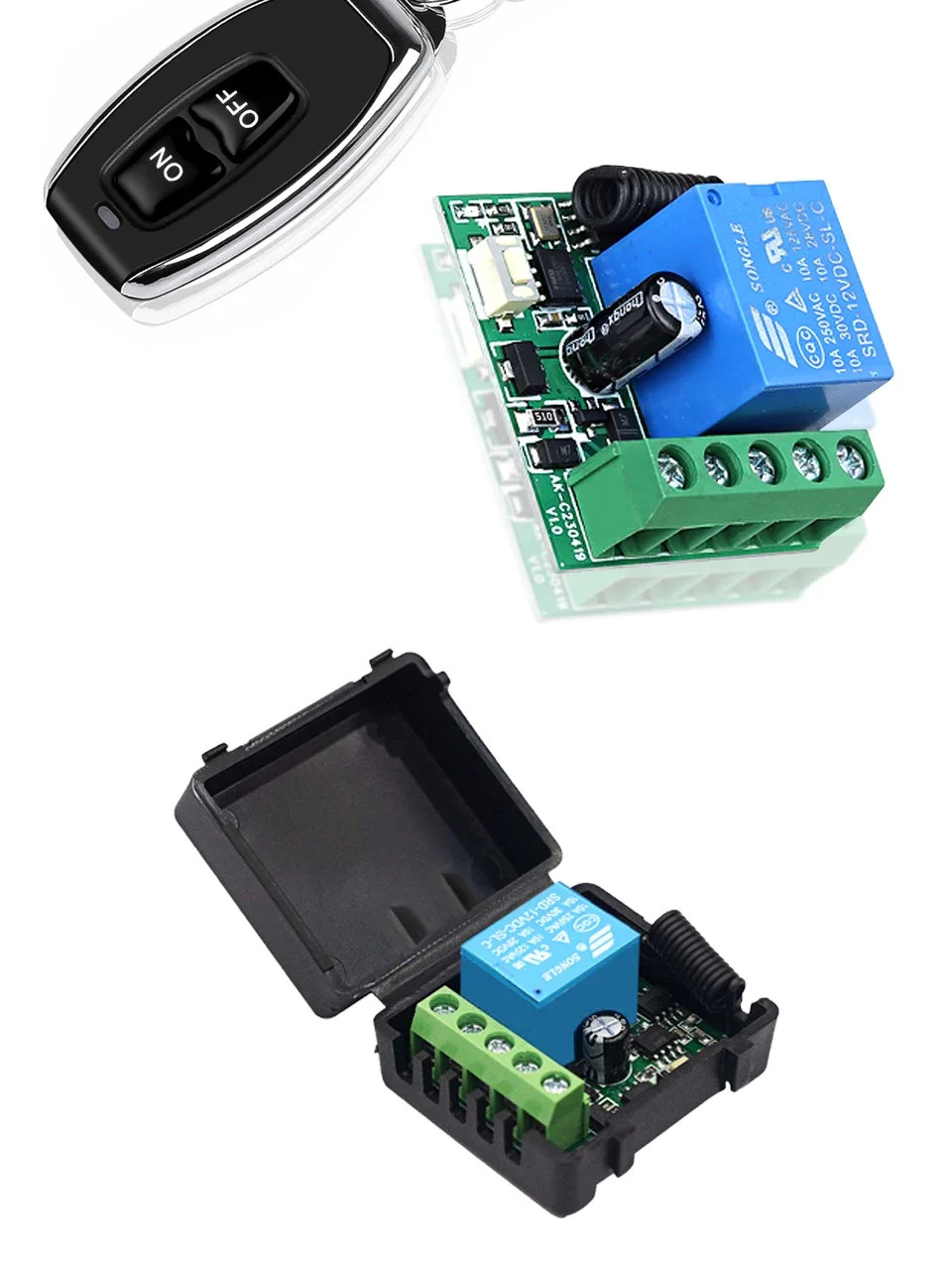 433MHz Wireless Remote Switch DC 12V 1CH RF Relay & 2CH Transmitter Door Lock