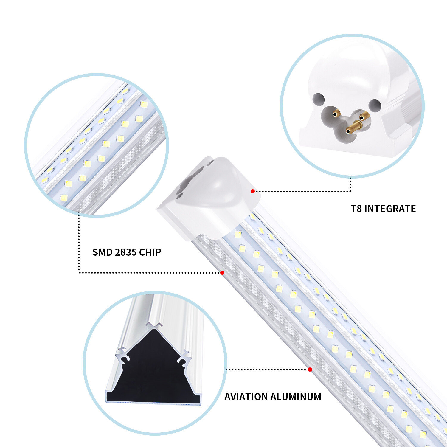 120W T8 8FT LED Shop Light 2FT 4FT 6FT LED Tube Light Linkable Shop Lamp Fixture
