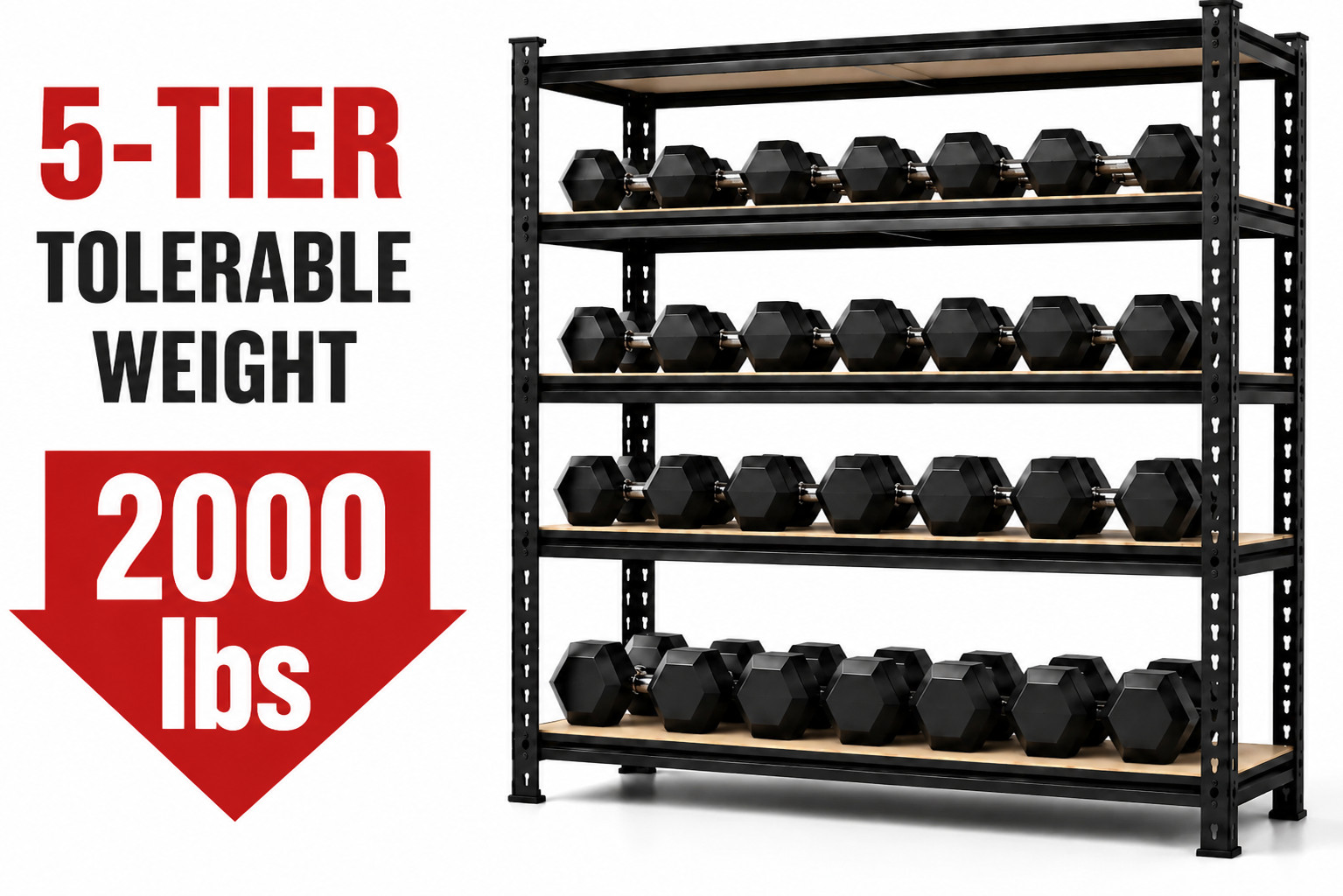 5-Tier Heavy Duty Metal Shelving Storage Adjustable Garage Shelves Utility Rack