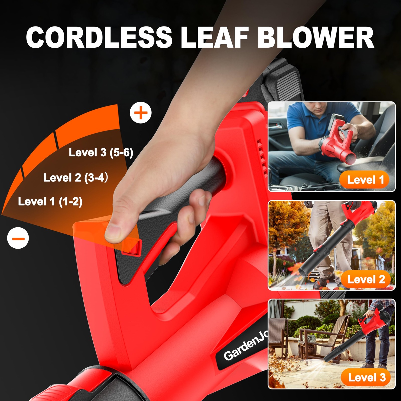 Cordless Leaf Blower 21V 500CFM 150MPH Lightweight with 2 Batteries & Charger