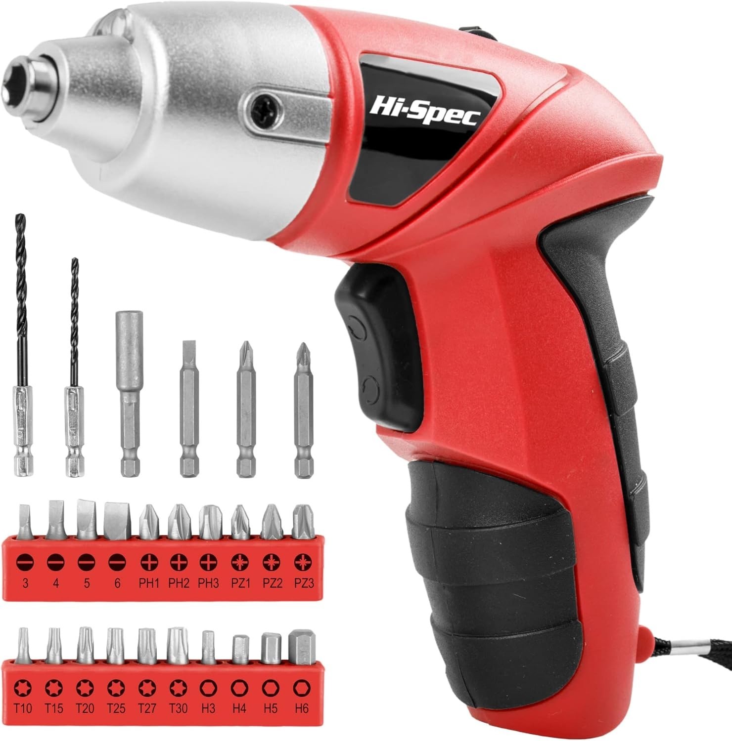 Hi-Spec 3.6V Cordless Electric Screwdriver Set w/ 26 Bits Mini Drill