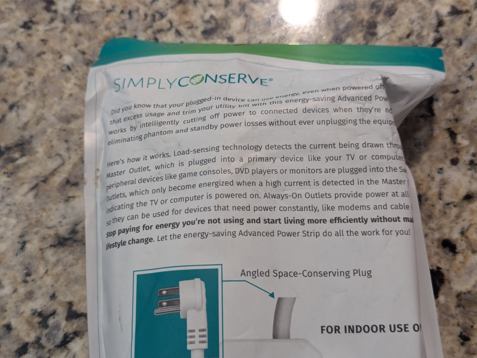 Simply Conserve 3 ft 7-Outlet Energy-Saving Advanced Surge Protector